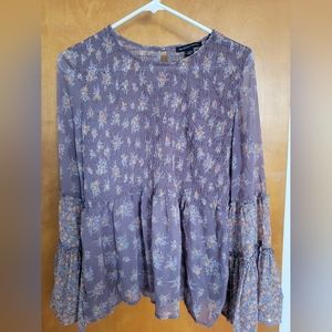 American Eagle Purple Sheer Blouse Large